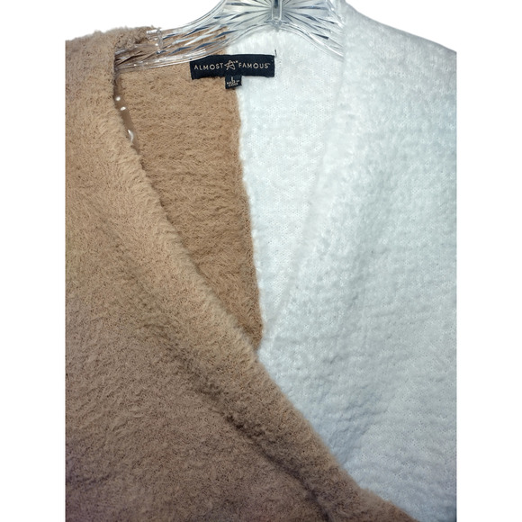 Almost Famous Womens Crisscross Sweater White Brown Large 100% Polyester - Picture 10 of 16